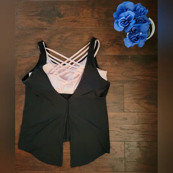 Pro Player black athletic top, built-in criss-cross back sports bra, Size Large - Picture 7 of 9